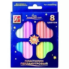 Пластилин перламутровый 8 цветов, со стеком