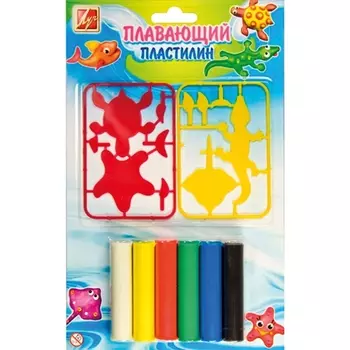 Пластилин плавающий с пластиковыми деталями, 6 цветов