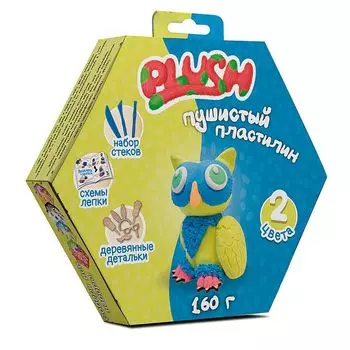 Пластилин пушистый ТМ Plush, синий + желтый, 160 грамм