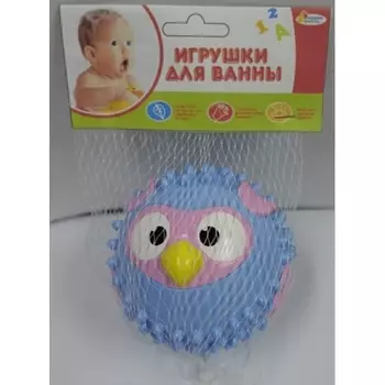 Пластизоль для купания – Капитошка, мячик-сова, голубой, 8 см в сетке