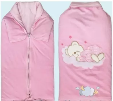 Плед-конверт розовый мех, велюр