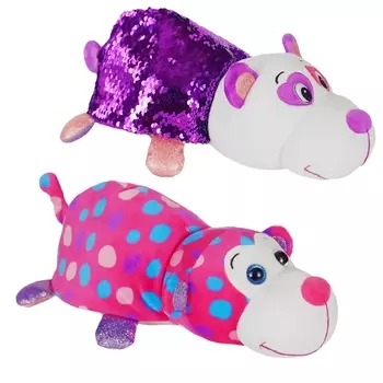 Плюшевая игрушка Вывернушка Блеск с пайетками - Панда-Обезьянка, 30 см