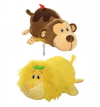 Плюшевая игрушка Вывернушка Ням-Ням 2-в-1 – Лев с ароматом лимона-Мартышка с ароматом шоколадного молочного коктейля, 40 см