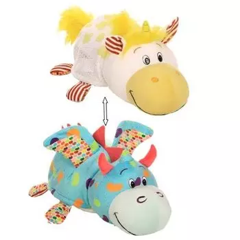 Плюшевая игрушка Вывернушка Ням-Ням 2 в 1 – Единорог с ароматом попкорна-Дракончик с ароматом фруктового мармелада, 40 см