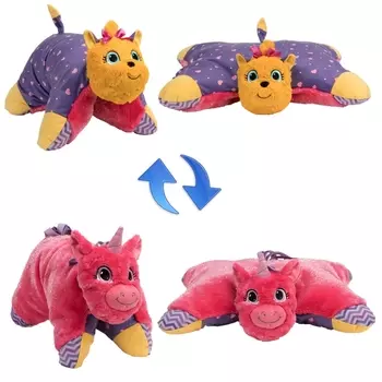 Плюшевая подушка Вывернушка 2 в 1 - Лавандовый Единорог-Щенок Йорк