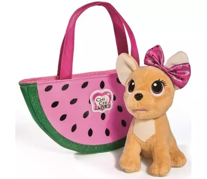 Плюшевая собачка Chi-Chi love - Фруктовая мода, с сумочкой, 18 см