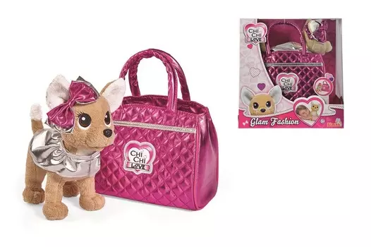 Плюшевая собачка Chi-Chi love - Гламур с розовой сумочкой и бантом, 20 см