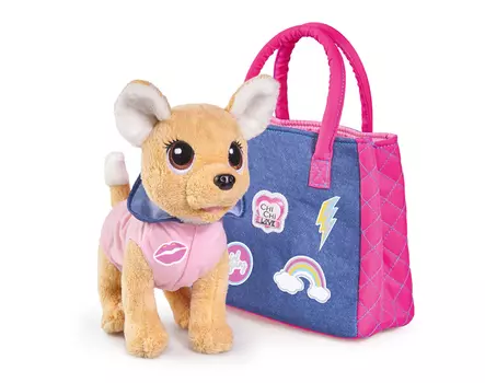 Плюшевая собачка из серии Chi-Chi love - Городская мода, с сумочкой, стикерами, 20 см.