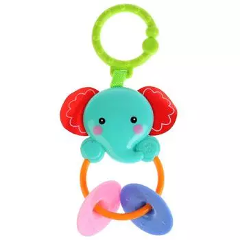 Погремушка со съемным кольцом Голубой слоник