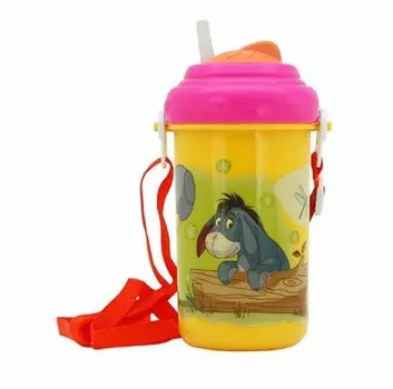 Поильник Медвежонок Винни – Ослик, 360 мл, с трубочкой и ремешком