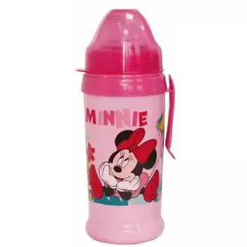 Поильник Микки и Минни с мягким носиком и клипсой, 360 мл, розовый