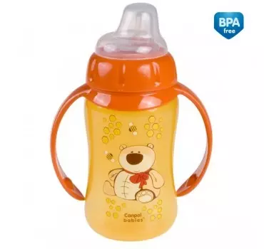 Поильник обучающий с силиконовым носиком и ручками 56/512, 320 мл, оранжевый, 6+