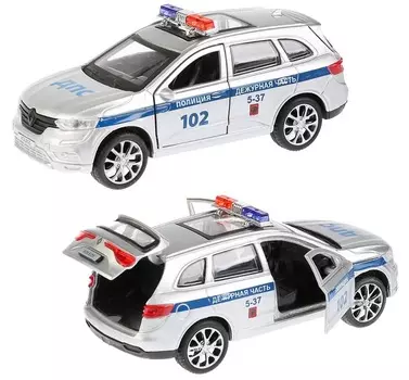Полицейская металлическая машина - Renault Koleos, длина 12 см, открываются двери