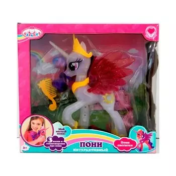 Пони принцесса озвученная с русским чипом, расческой, светится, 25 см