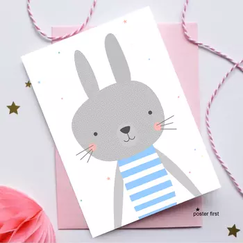 Постер - Зайка в тельняшке, размер А4