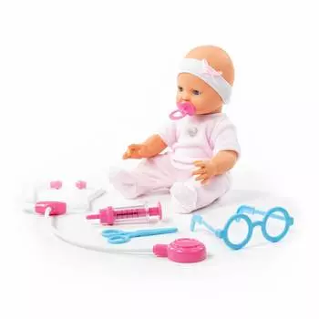 Пупс Забавный 35 см с соской + набор Доктор 4 элемента, в коробке