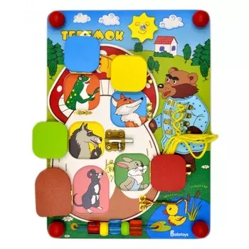 Развивающая доска - бизиборд Теремок, размер 35 х 25 х 5,5 см.