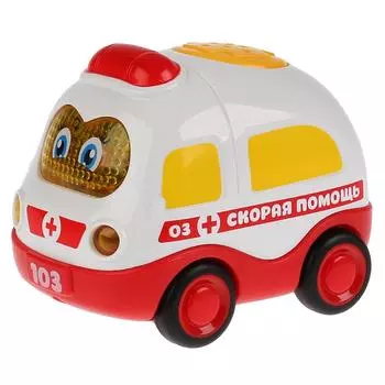 Развивающая игрушка – Машина скорой помощи, инерционная, музыкальные стихи М. Дружининой, 8 веселых песенок