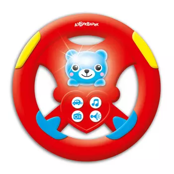 Руль музыкальный Бип-бип красный, в коробке