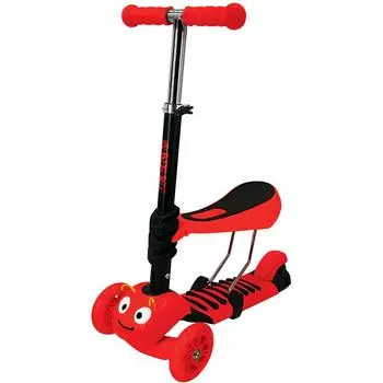 Самокат 3-колесный 2в1, управление наклоном, колеса PU 120 и 80, свет, красный