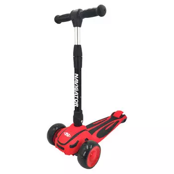 Самокат 3х колесный складной – Navigator, управление наклоном, колеса PU светящиеся