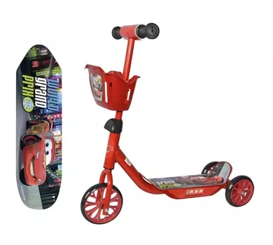 Самокат 3х-колёсный Disney Тачки, с корзинкой, колеса пвх 150 и 120 мм.