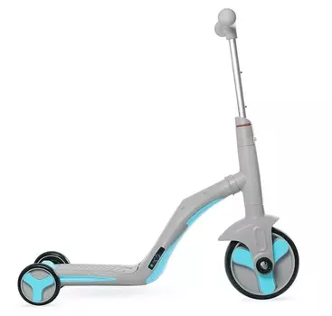 Самокат-беговел- Black Aqua FL-868, 3 в 1, серо-голубой