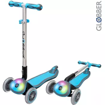 Самокат Globber Elite F My Free Fold up 448-101 со светящейся платформой, небесно-голубой