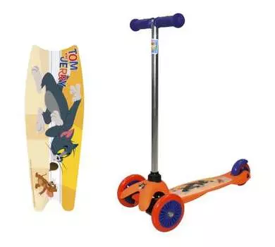 Самокат из серии Том и Джерри управляется наклоном, PVC колеса 125 и 100 мм, алюминиевый руль и дека из нейлона