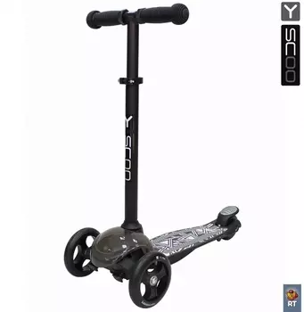 Самокат трехколесный Rt Trio Diamond 120 – Kaleidoscope, светящаяся платформа black/white