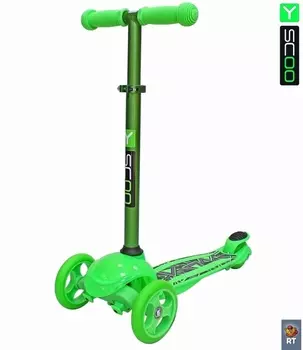 Самокат трехколесный Trio Diamond 120 - Kaleidoscope светящаяся платформа, green