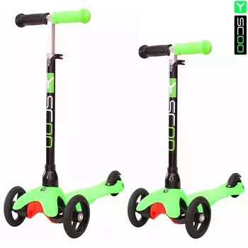 Самокат трехколесный Y-Scoo Mini Glam RT, зеленый