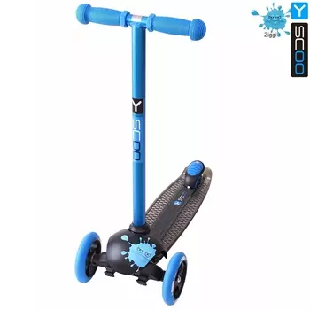 Самокат трехколесный Y-Scoo RT Trio Diamond 120 Monsters, 1 высота, с блокировкой колес, цвет Ziggi голубой