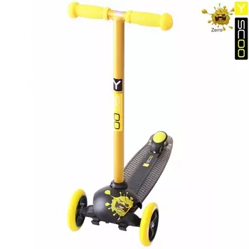 Самокат трехколесный Y-Scoo RT Trio Diamond 120 Monsters, 1 высота, с блокировкой колес, цвет Zerro желтый
