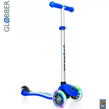 Самокат Y-SCOO Globber Primo Fantasy с 3 светящимися колесами Stars&amp;Strips Navy Blue