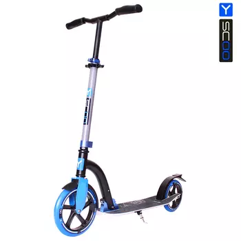 Самокат Y-Scoo RT 230 Slicker Family, синий, дизайн – Череп