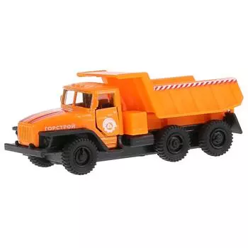 Самосвал Урал, оранжевая кабина, 12 см, металлический инерционный