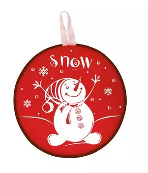 Сани-ледянка круглая – Снеговик, красный, 40,5 см