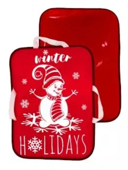 Сани-ледянка прямоугольная – Снеговик, красный, 56х42 см