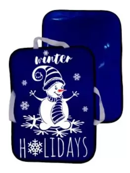 Сани-ледянка прямоугольная – Снеговик, синий, 56х42 см