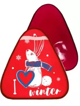Сани-ледянка треугольная – Зайчик, красный, 42х48 см
