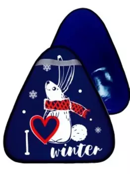 Сани-ледянка треугольная – Зайчик, синий, 42х48 см