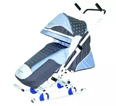 Санки-коляска Скользяшки – Мозаика, цвет серый-голубой-белый