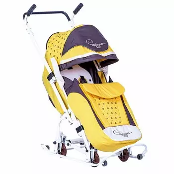 Санки-коляска Скользяшки - Мозаика, желтый-коричневый-светло-бежевый