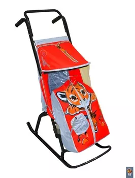 Санки-коляска Снегурочка-2-Р Тигренок, цвет серый, красный