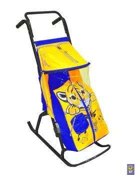 Санки-коляска - Снегурочка-2-Р – Тигренок, цвет желтый-голубой