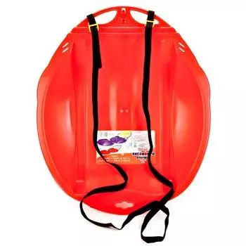 Санки-ледянки Веселый паровозик, с ремнем, красные