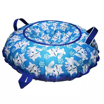 Санки надувные Тюбинг Oxford - Лисички на синем, автокамера, диаметр 110 см