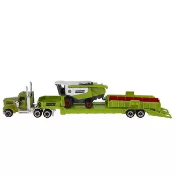 Сельхозтягач с прицепом 27 см с 2 машинками 7,5 см, металл
