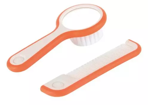 Щетка с зеркалом и расческа, коралловые